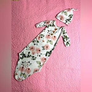 Caden Lane Millie’s Dusty Rose Garden Knot Gown and Hat Set 0-3